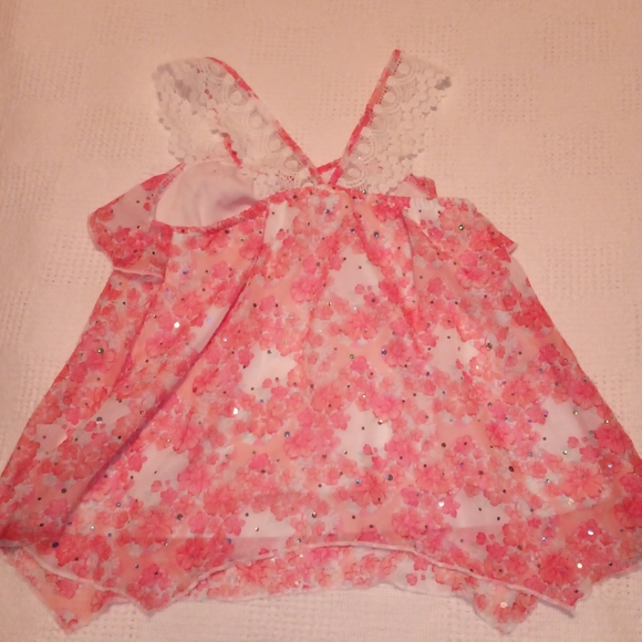 Little Lass pink/lace floral blouse, size 6X